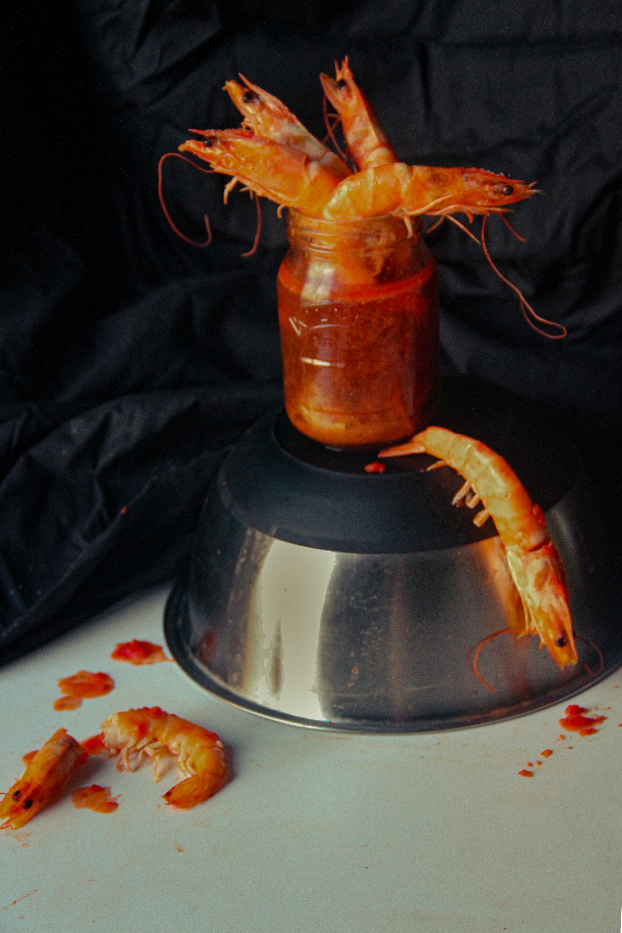 Surrealism and food photoshoot with shrimp Inspired by Salvador Dali