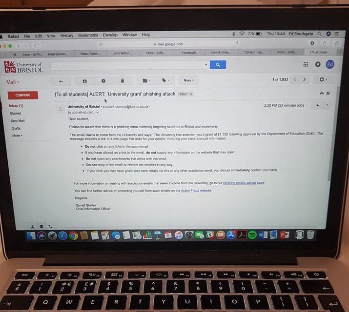Bristol students warned of phishing email