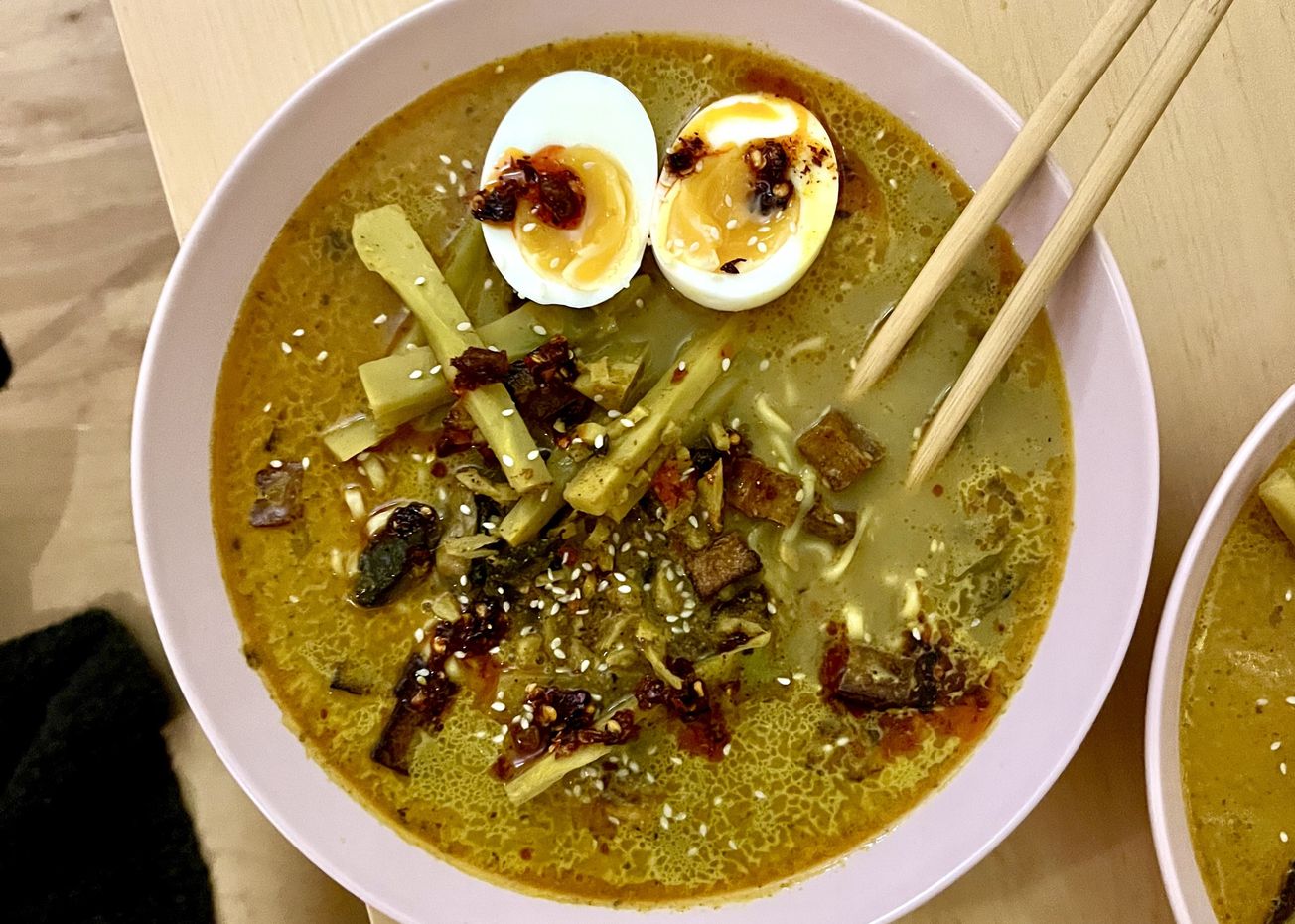 The Empty Fridge Forum: Ria McMillan's Curried Broccoli Stalk Ramen