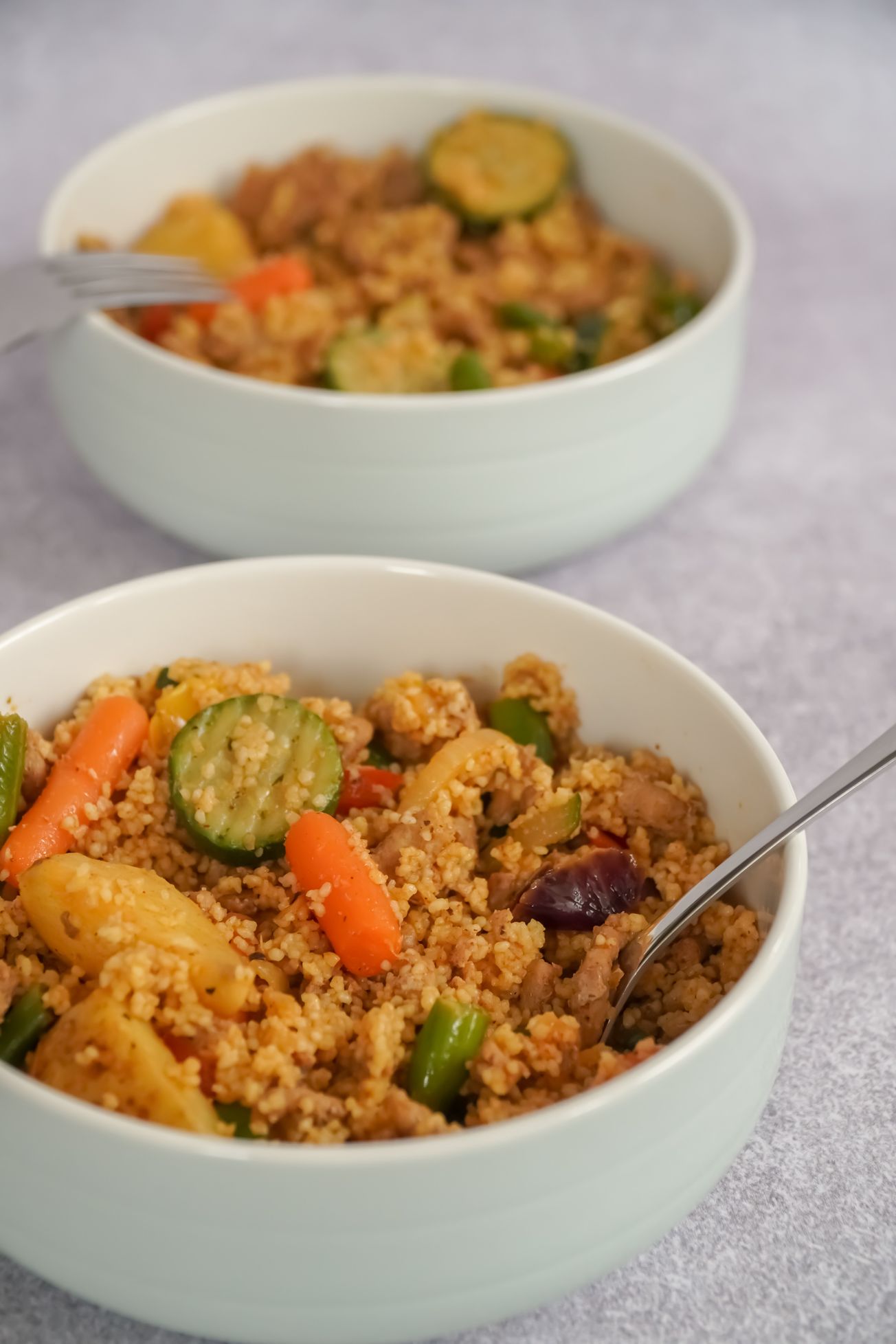 Exam season recipe for vegetable and feta couscous. nutritious, quick and healthy