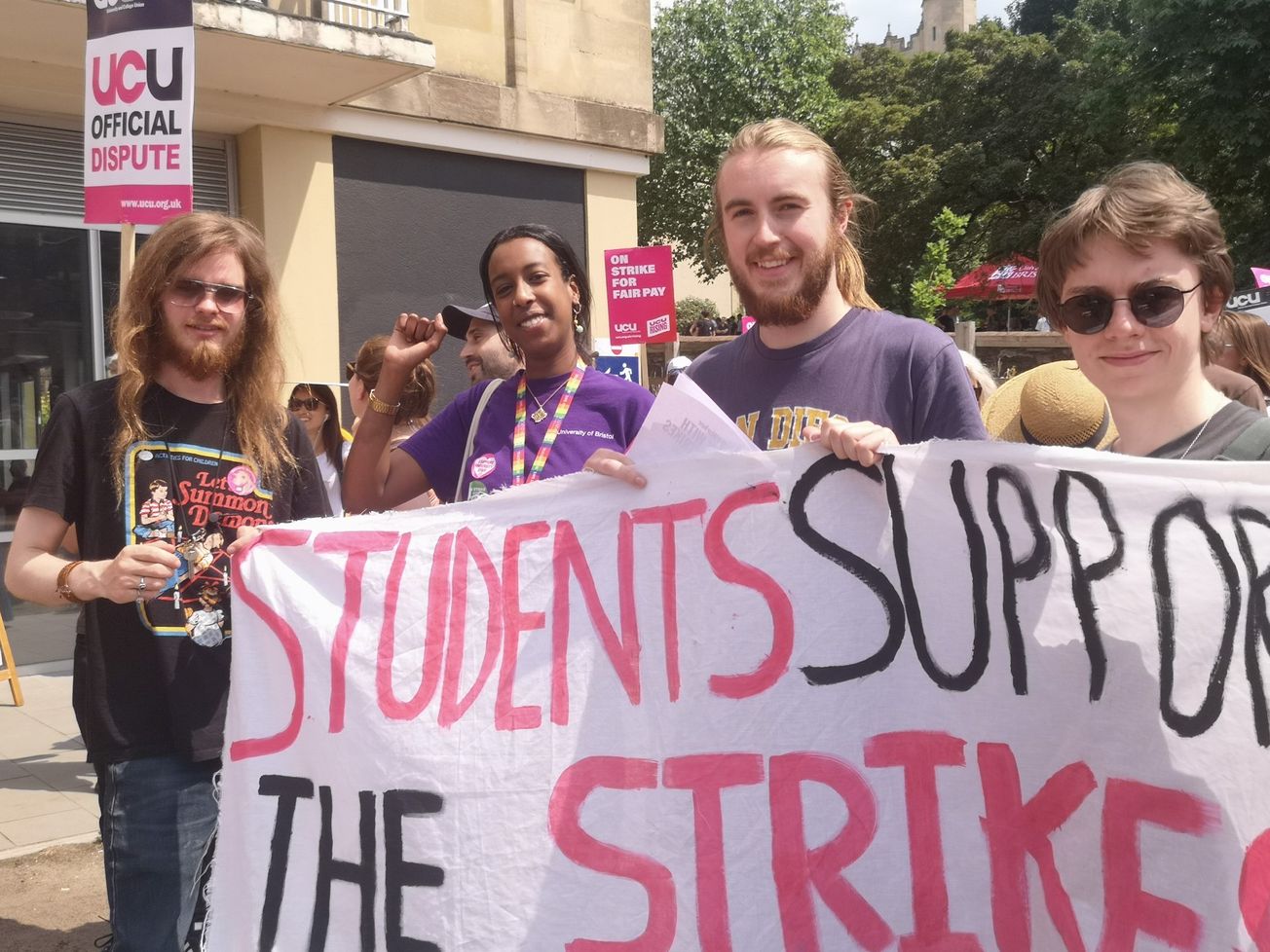 Students protest for 'Arms out of Bristol' outside Royal Fort Gardens