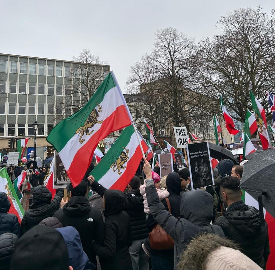 Protesters on College Green demand regime change in Iran
